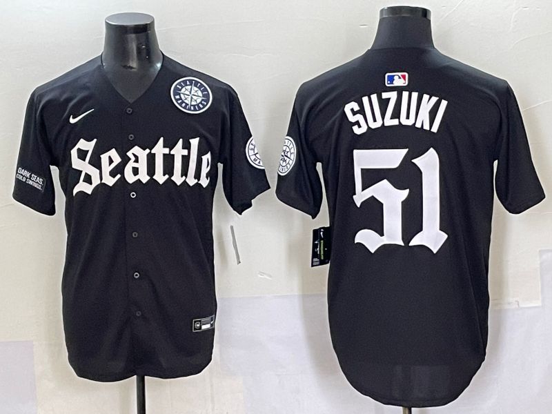 Men 2025 Seattle Mariners 51 Suzuki Five generations Joint Name Nike MLB Jersey style 14